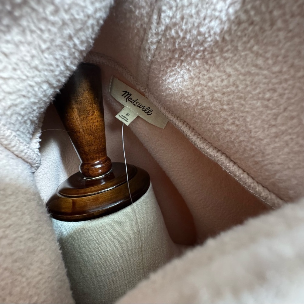 Madewell β’ Roseann (Re)sourced Sherpa Popover Oversized Fleece Pale Pink S NWT - Picture 7 of 8